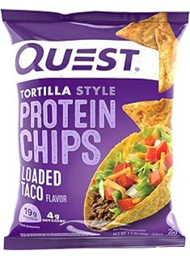 Quest Nutrition Tortilla Style Protein Chips, Loaded Taco, Low Carb, Gluten Free, Baked, 1.1 Ounce (Pack Of 12) - Image 1